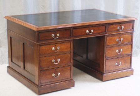 C;LICK TO VIEW GALLERY - Antique Partners Desks- Antique Walnut Twin Pedestal Partners Desk