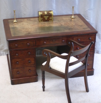 Antique Partners Desks- Antique Twin Pedestal Partners Desk