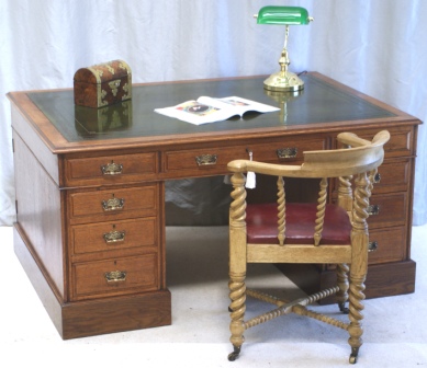 CLICK TO VIEW GALLERY - Antique Victorian Oak Partners Desk