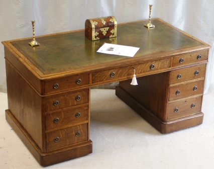 CLICK TO VIEW GALLERY - Antique Pedestal Desks - Antique Oak Pedestal Desk