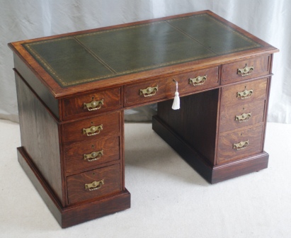 Antique Pedestal Desks - Antique Small Oak Pedestal Desk
