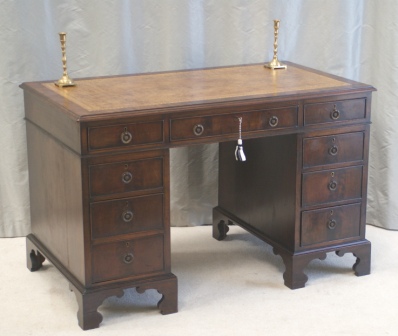 Antique Pedestal Desks - Antique Small Mahogany Pedestal Desk