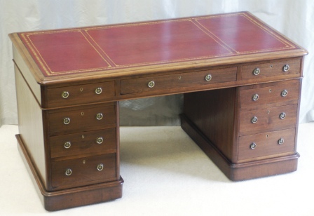 Antique Pedestal Desks - Antique Victorian Walnut  Pedestal Desk