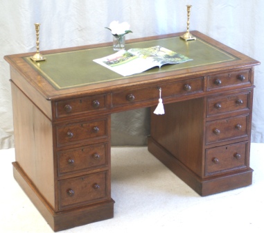 CLICK TO VIEW GALLERY - Antique Pedestal Desks - Small Antique Mahogany Pedestal Desk