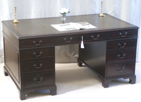 CLICK HERE TO VIEW GALLERY - Antique Pedestal Desks - Antique Edwardian Mahogany Pedestal Desk