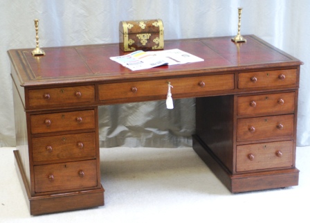 CLICK HERE TO VIEW GALLERY - Antique Early Victorian Mahogany Pedestal Desk