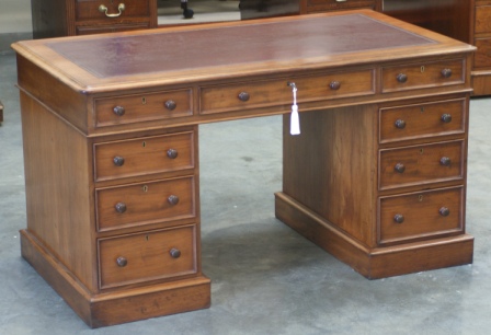 CLICK TO VIEW GALLERY - Antique Pedestal Desks - Antique Victorian Mahogany Pedestal Desk