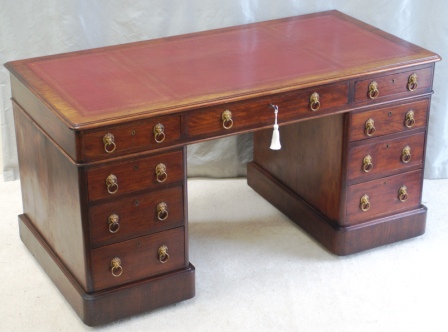 CLICK TO VIEW GALLERY - Antique Pedestal Desks - Antique Walnut Pedestal Desk