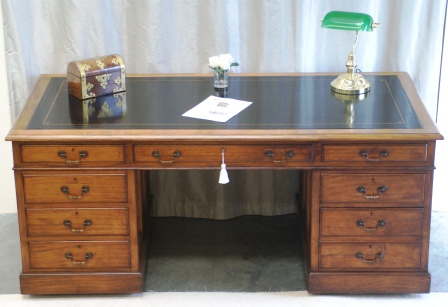 Click to view Gallery - Large Mahogany Pedestal Desk - Hamptons Kensington