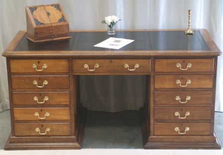 Click to view Gallery of Large Oak Pedestal Desk - 11 drawers