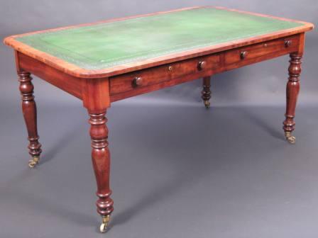 Antique Mahogany Library Table - 4 Drawers