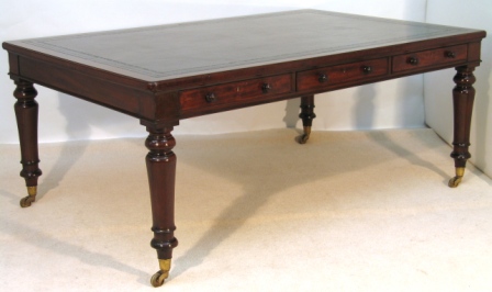 Antique Mahogany Six Drawer Library Table by Holland & Sons