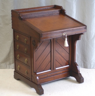 CLICK TO VIEW GALLERY - Antique Davenport Desk - Antique Walnut Arts & Crafts Davenport Desk