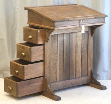 Antique Writing Desks - Antique Oak Clerks Desk, Lectern or Reception Desk