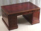 Large Antique Edwardian Mahogany Partners Desk