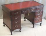 Antique Pedestal Desks - Antique Small Mahogany Pedestal Desk