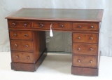 Antique Pedestal Desks - Antique Small Mahogany Pedestal Desk