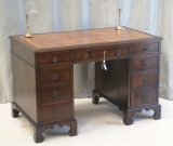 Antique Pedestal Desks - Small Antique Mahogany Pedestal Desk