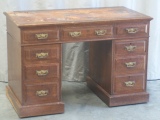 Antique Oak Pedestal Desk - Before