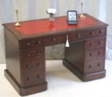 CLICK HERE FOR FULL DETAILS - Antique Pedestal Desks - Small Antique Mahogany Pedestal Desk