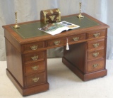 CLICK HERE FOR FULL DETAILS - Antique Pedestal Desks - Small Antique Mahogany Pedestal Desk