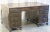 Antique Pedestal Desks - Medium Antique Walnut Pedestal Desk