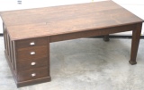 CLICK HERE FOR FULL DETAILS - Large Antique Oak Partners Desk Work Table