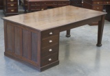 CLICK HERE FOR FULL DETAILS - Large Antique Oak Partners Desk Work Table