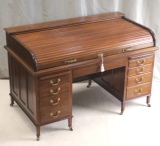 Antique Victorian Walnut Roll Top Desk