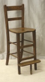Antique Desk Chairs - Antique Ash and Elm High Desk Chair