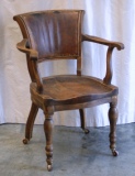 Antique Desk Chairs - Fine Antique Oak Desk Chair by Shoolbred London