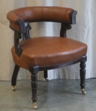 Antique Desk Chairs - Fine Antique Victorian Mahogany and Leather Desk Chair